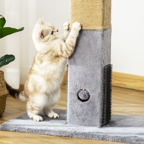 PawHut 79cm Cat Scratching Post & Activity Centre with Toys - Grey