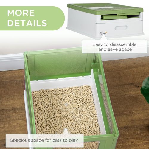 PawHut Hooded Cat Litter Box with Scoop & Tray - Light Green