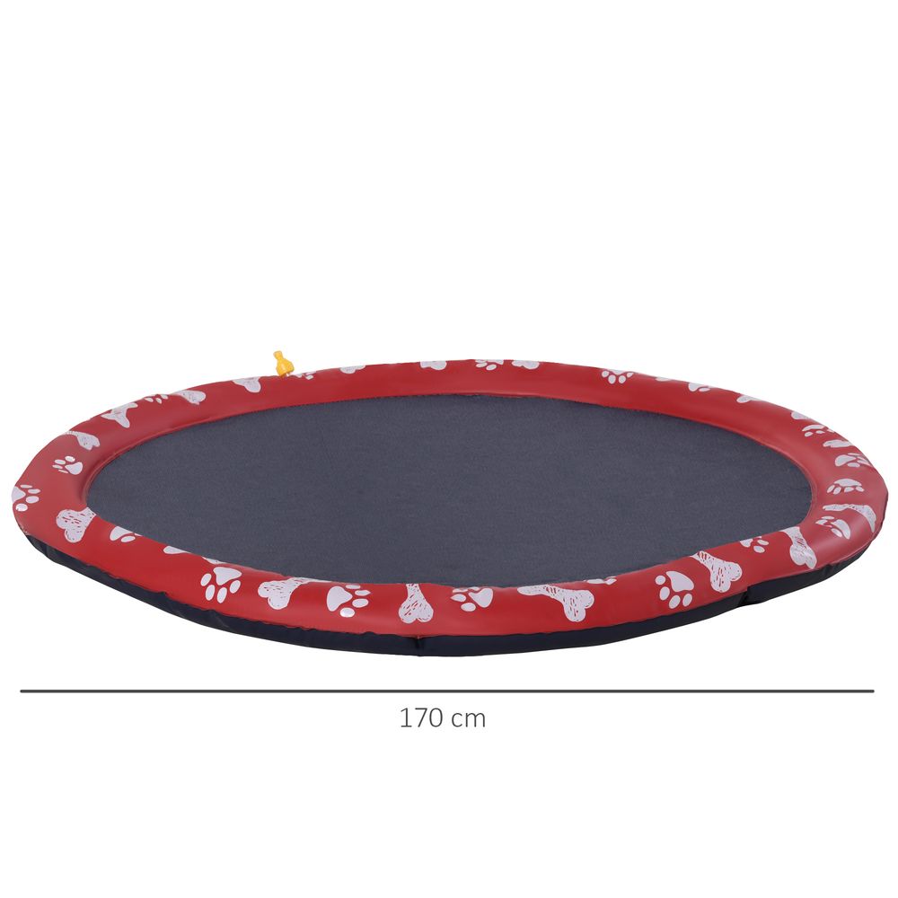 PawHut 170cm Splash Pad Sprinkler for Pets - Non-Slip Outdoor Dog Pool, Red