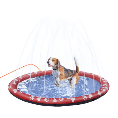 PawHut 150cm Splash Pad Sprinkler for Pets - Non-Slip Dog Pool, Red