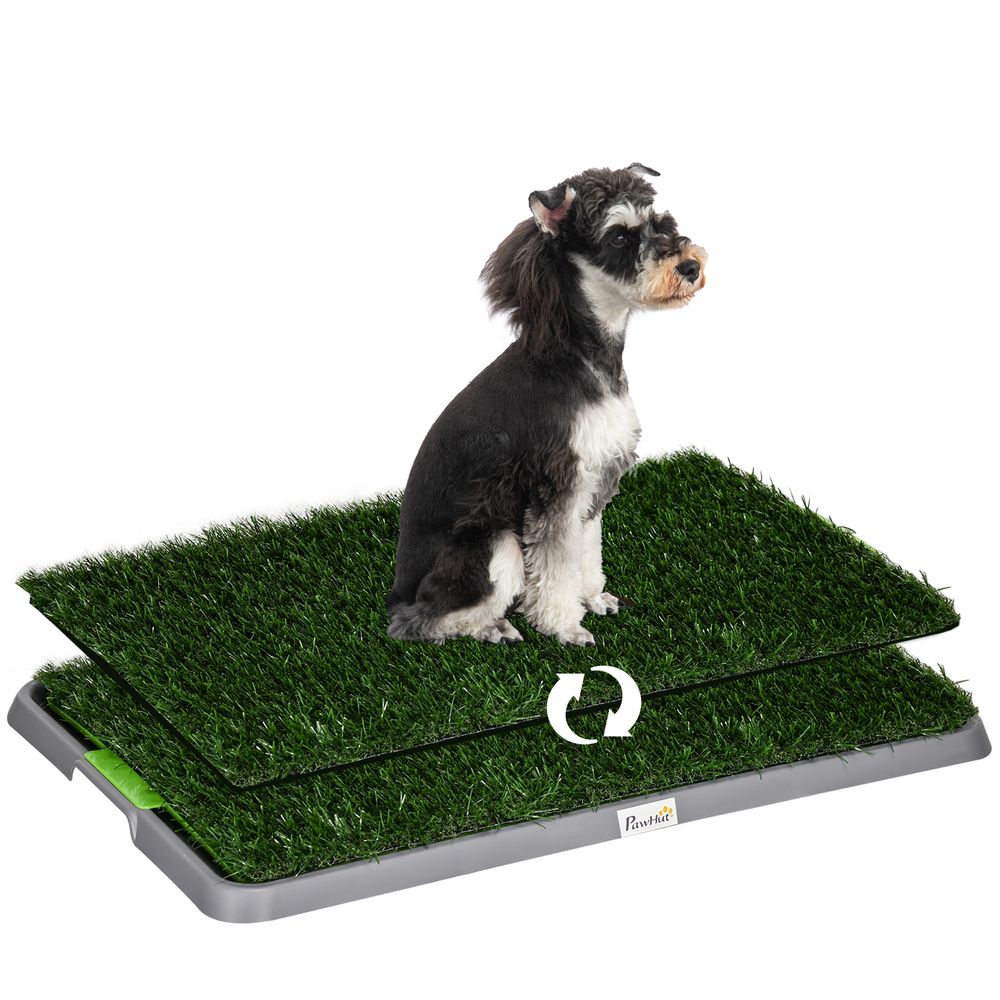 PawHut Dog Toilet with 2 Artificial Grass Pads - Indoor & Outdoor Training Mat, 67 x 41cm, Green