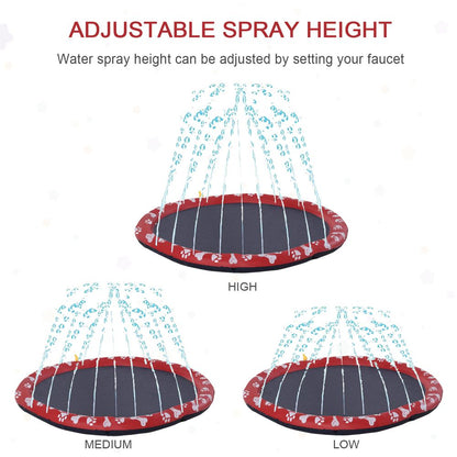 PawHut 150cm Splash Pad Sprinkler for Pets - Non-Slip Dog Pool, Red