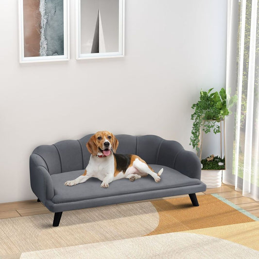 PawHut Dog Sofa for Medium & Large Dogs with Legs and Cushion – Grey