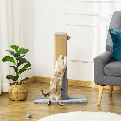 PawHut 79cm Cat Scratching Post & Activity Centre with Toys - Grey