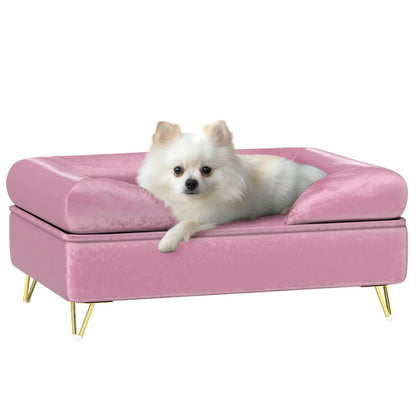 PawHut Stylish Dog Sofa Pet Couch with Washable Cushion – Pink