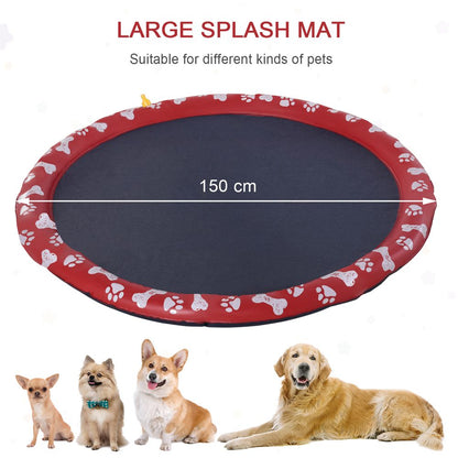 PawHut 170cm Splash Pad Sprinkler for Pets - Non-Slip Outdoor Dog Pool, Red