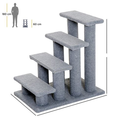 PawHut 4-Step Pet Ramp & Climbing Frame for Cats & Small Dogs - Grey