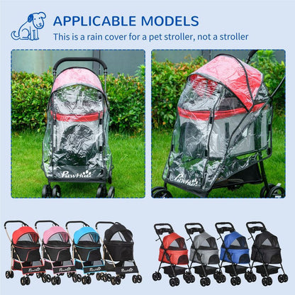 PawHut Dog Pram Rain Cover - Transparent Waterproof Cover for Pet Strollers