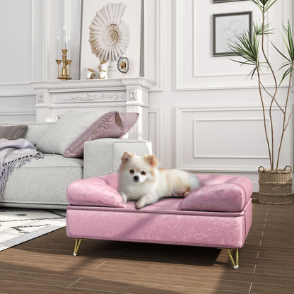 PawHut Stylish Dog Sofa Pet Couch with Washable Cushion – Pink