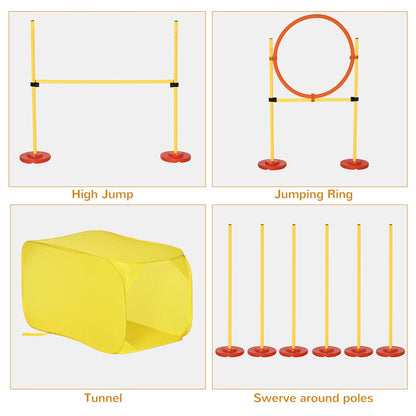 PawHut 4-Piece Dog Agility Training Set - Backyard Starter Course with Carrying Bag