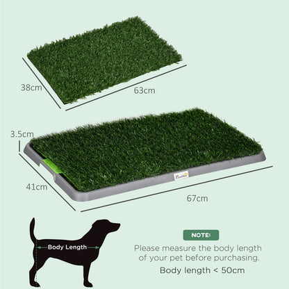 PawHut Dog Toilet with 2 Artificial Grass Pads - Indoor & Outdoor Training Mat, 67 x 41cm, Green