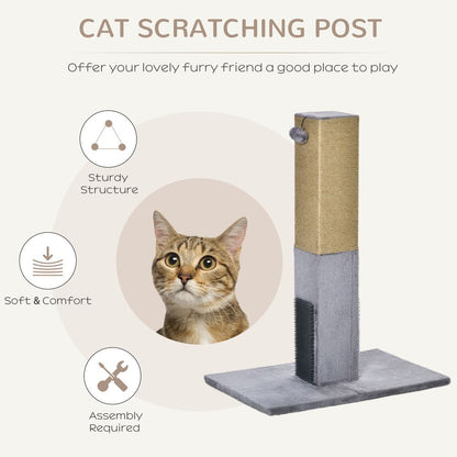 PawHut 79cm Cat Scratching Post & Activity Centre with Toys - Grey