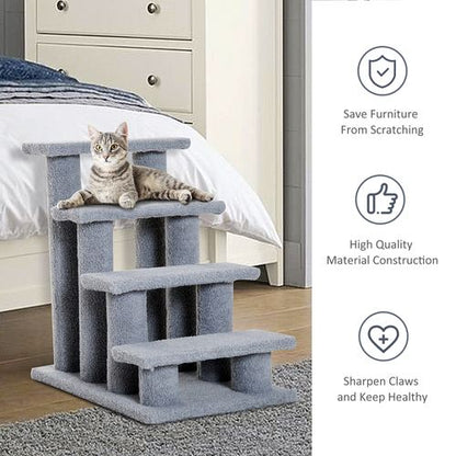 PawHut 4-Step Pet Ramp & Climbing Frame for Cats & Small Dogs - Grey