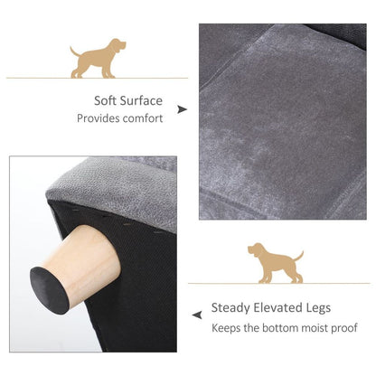 PawHut Dog Sofa Bed Kitten Lounge for Small Pets with Soft Padding – Grey