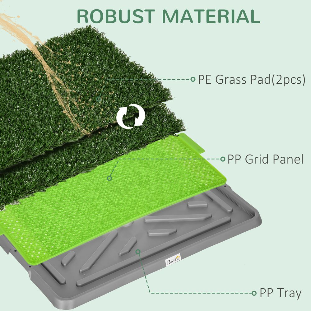 PawHut Dog Toilet with 2 Artificial Grass Pads - Indoor & Outdoor Training Mat, 67 x 41cm, Green