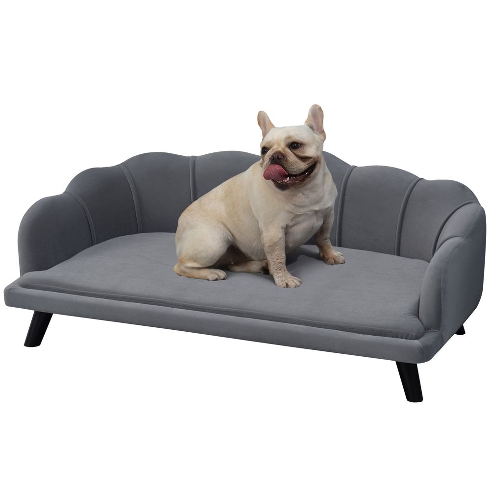 PawHut Dog Sofa for Medium & Large Dogs with Legs and Cushion – Grey