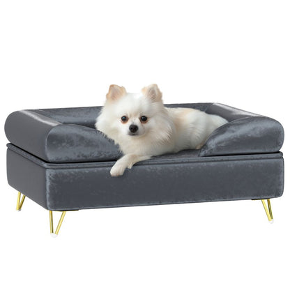 PawHut Designer Dog Sofa Pet Couch with Washable Cushion – Grey