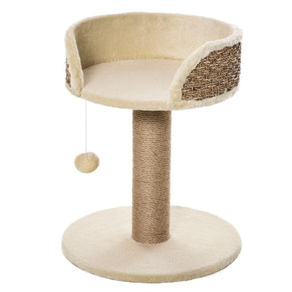 PawHut One-Tier Cat Tree Tower with Scratching Post & Perch Bed - Beige