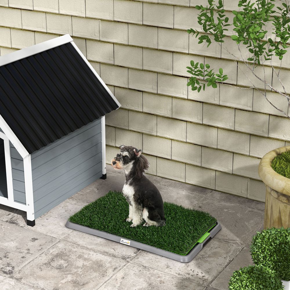 PawHut Dog Toilet with 2 Artificial Grass Pads - Indoor & Outdoor Training Mat, 67 x 41cm, Green