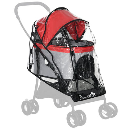 PawHut Dog Pram Rain Cover - Transparent Waterproof Cover for Pet Strollers