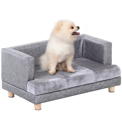 PawHut Dog Sofa Bed Kitten Lounge for Small Pets with Soft Padding – Grey