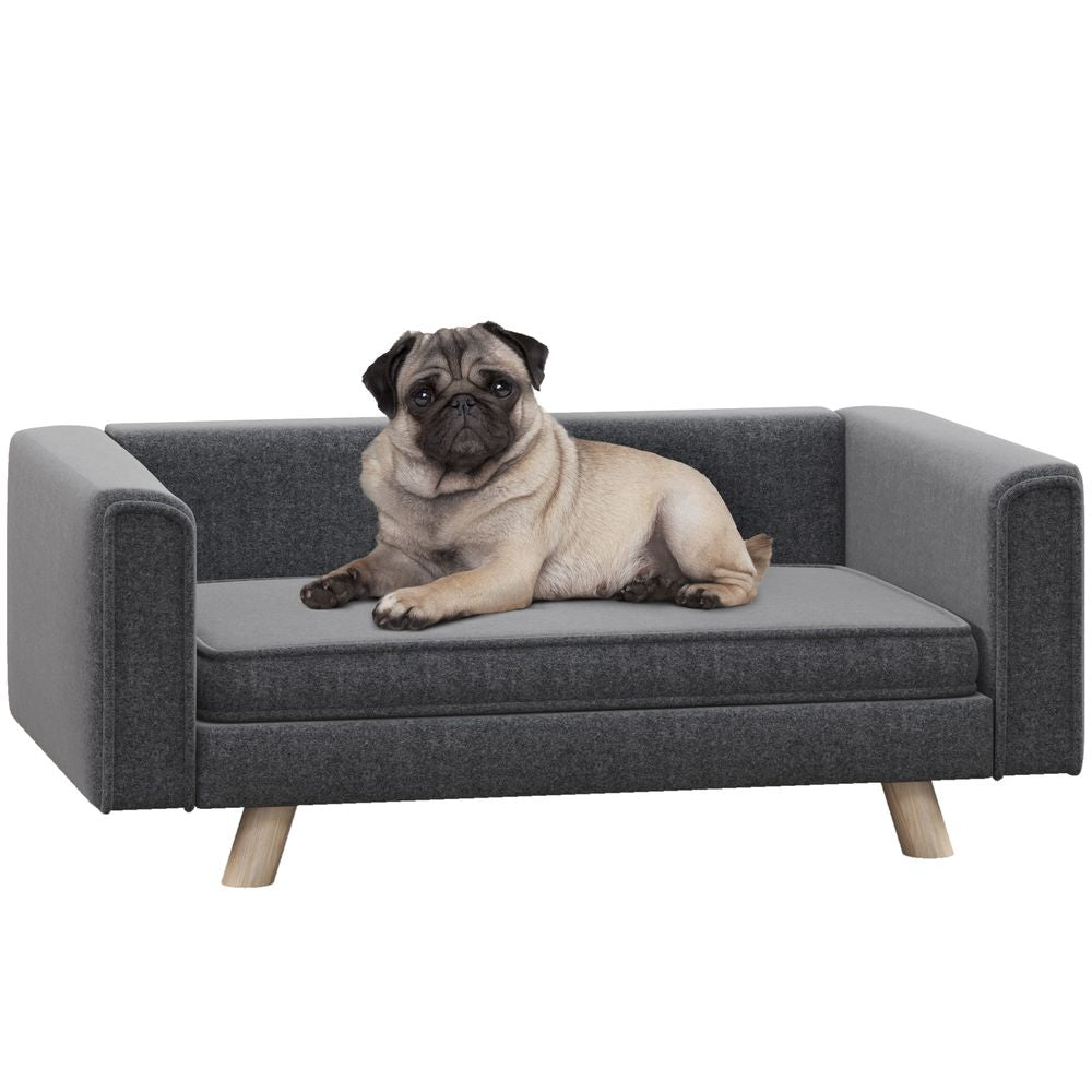 PawHut Elevated Dog Sofa Bed with Cushion for Small & Medium Dogs – Grey