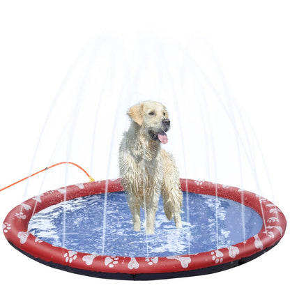 PawHut 170cm Splash Pad Sprinkler for Pets - Non-Slip Outdoor Dog Pool, Red