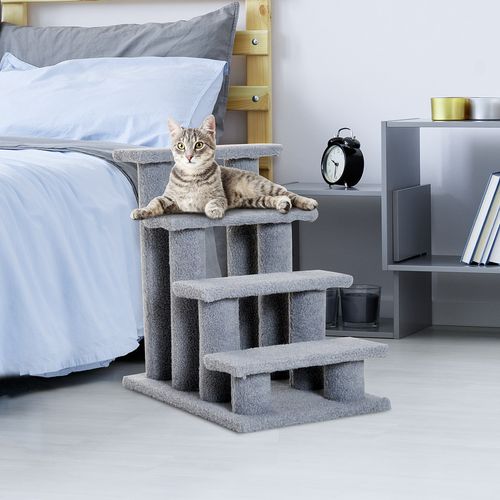 PawHut 4-Step Pet Ramp & Climbing Frame for Cats & Small Dogs - Grey