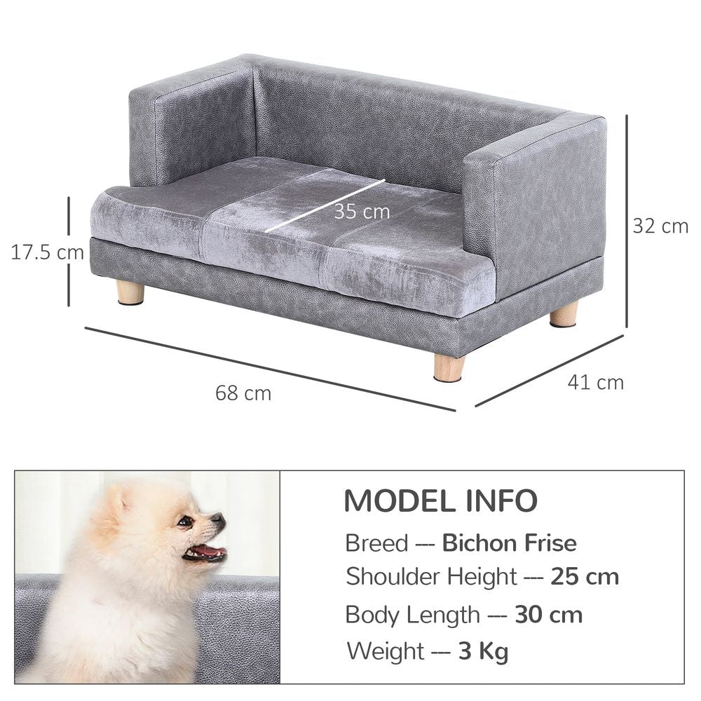 PawHut Dog Sofa Bed Kitten Lounge for Small Pets with Soft Padding – Grey