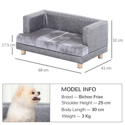 PawHut Dog Sofa Bed Kitten Lounge for Small Pets with Soft Padding – Grey