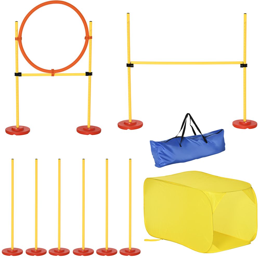 PawHut 4-Piece Dog Agility Training Set - Backyard Starter Course with Carrying Bag