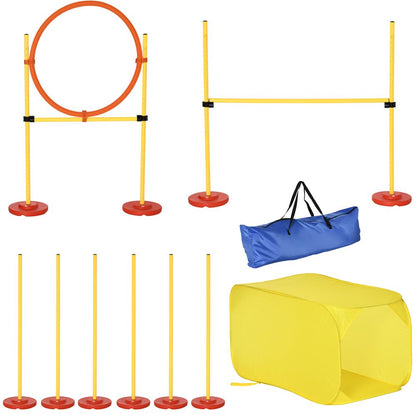 PawHut 4-Piece Dog Agility Training Set - Backyard Starter Course with Carrying Bag