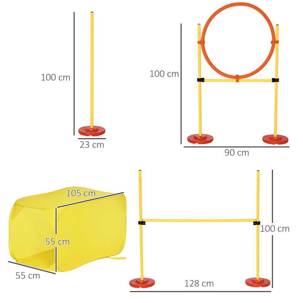 PawHut 4-Piece Dog Agility Training Set - Backyard Starter Course with Carrying Bag