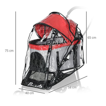 PawHut Dog Pram Rain Cover - Transparent Waterproof Cover for Pet Strollers