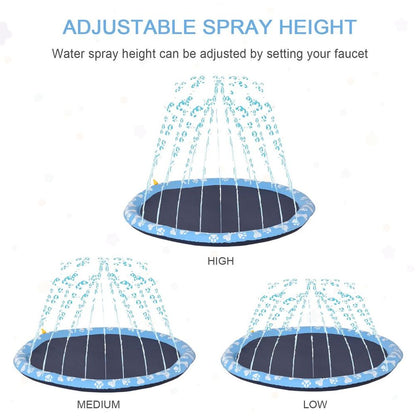 PawHut 170cm Splash Pad Sprinkler for Pets - Non-Slip Outdoor Dog Pool, Blue