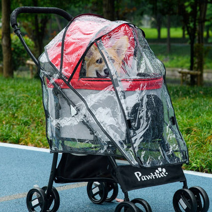 PawHut Dog Pram Rain Cover - Transparent Waterproof Cover for Pet Strollers