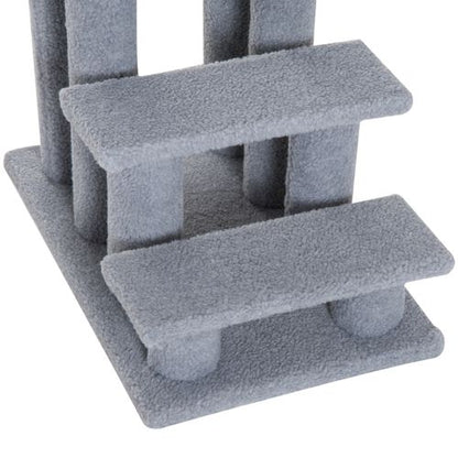 PawHut 4-Step Pet Ramp & Climbing Frame for Cats & Small Dogs - Grey